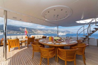 Yacht Troyanda -  Upper Aft Deck Dining Area